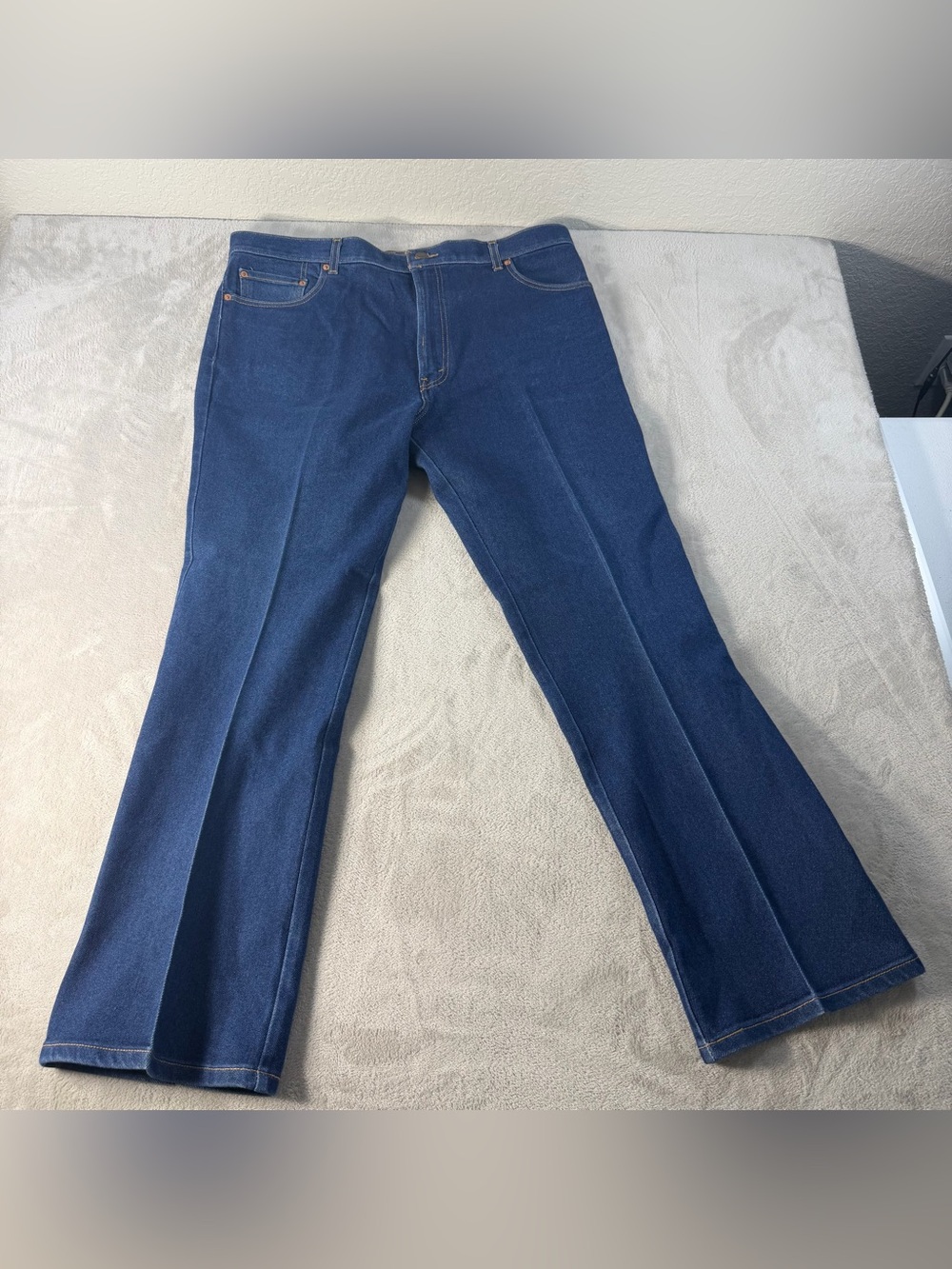 Levis 517 Mens Bootcut Denim Jeans 42x32 Blue Dark Wash Vintage Y2K